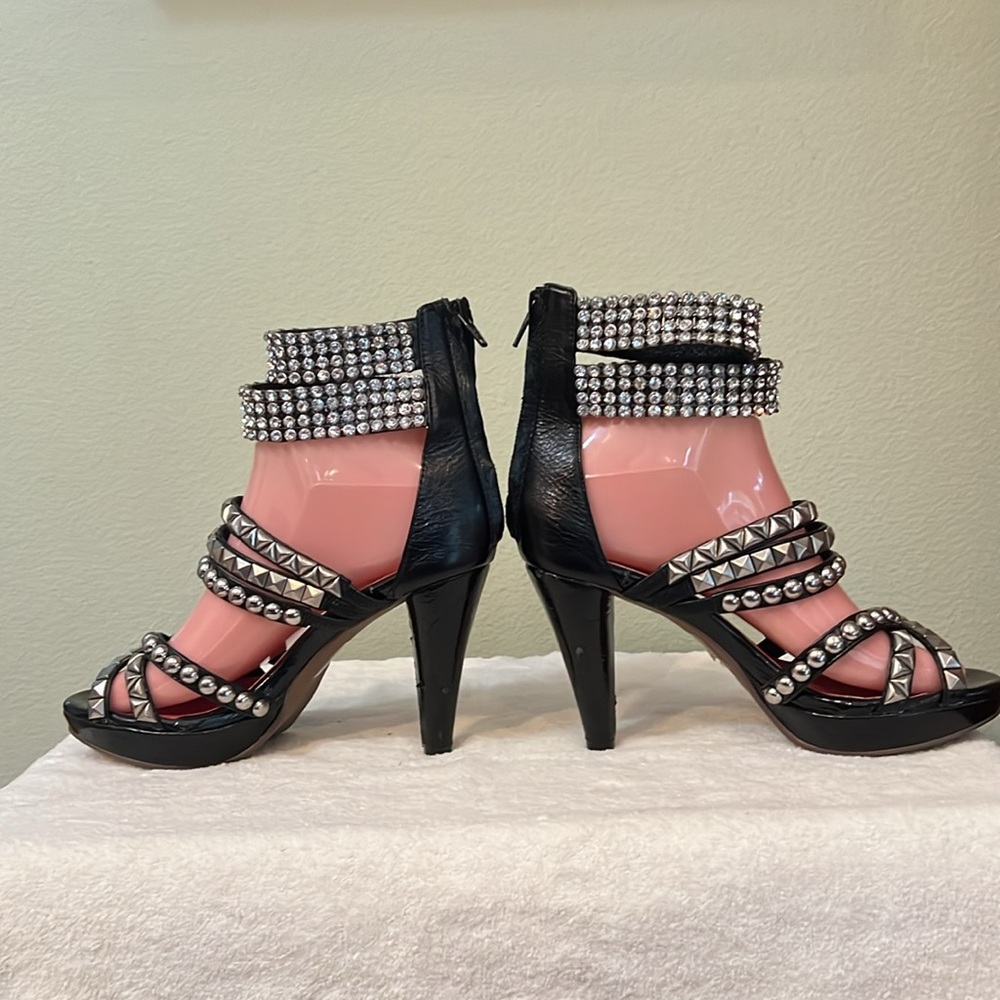 Jeffrey Campbell Ibiza Black Leather With Rhinestones And Studs Size 7 - Picture 3 of 12